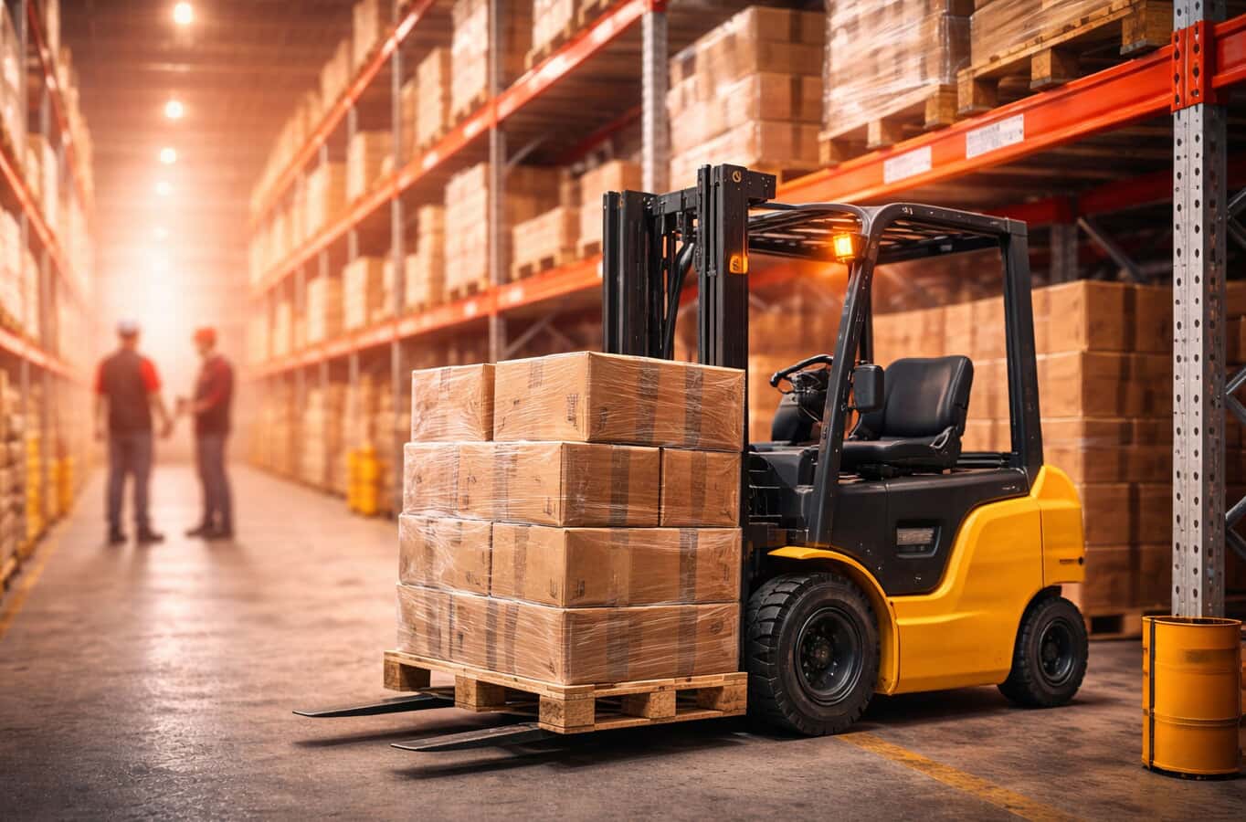 Photo of Warehouse shelving and forklift